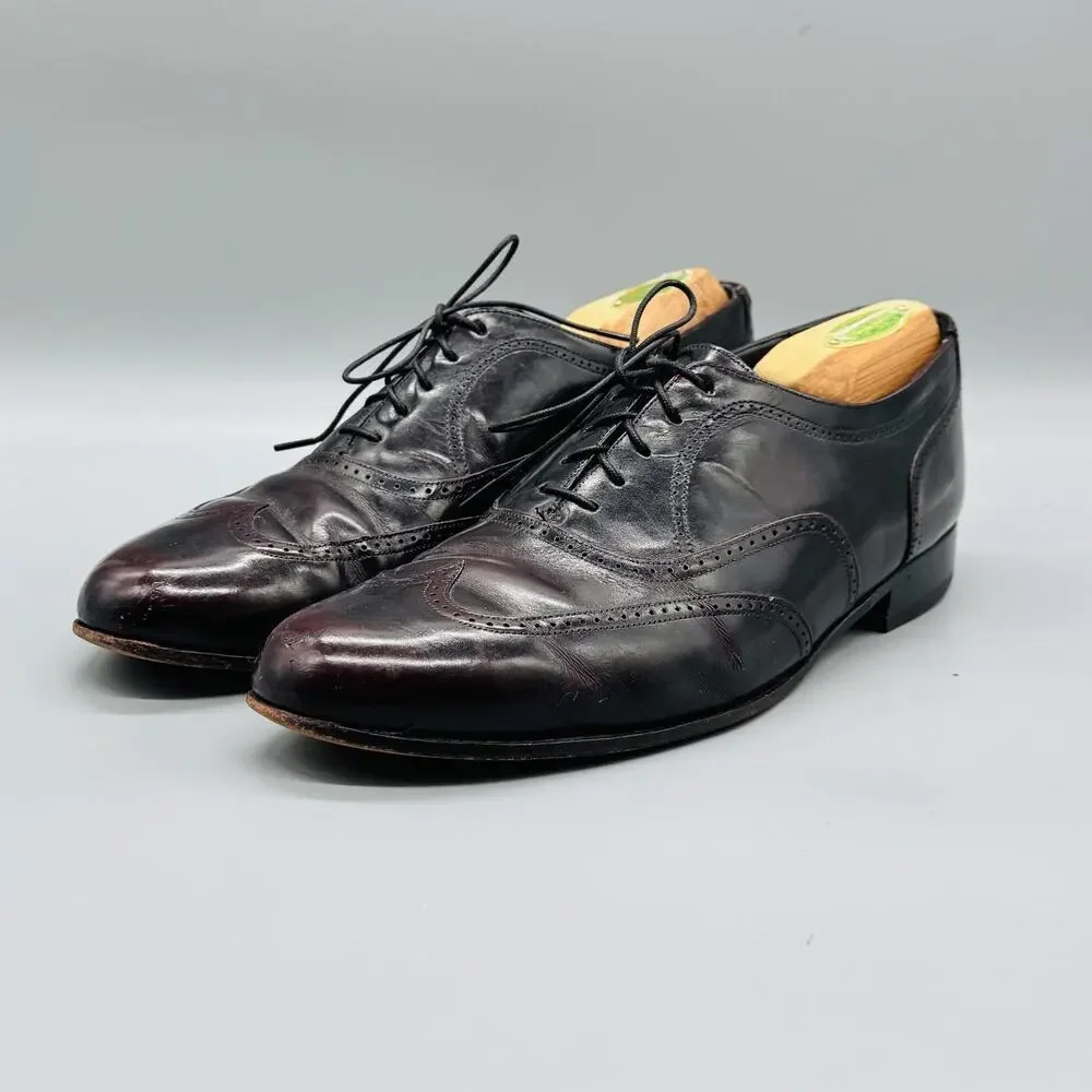 Johnston & Murphy Shoes Mens 8 Brown Leather Wingtip Oxford Lace Up Dress Brogue